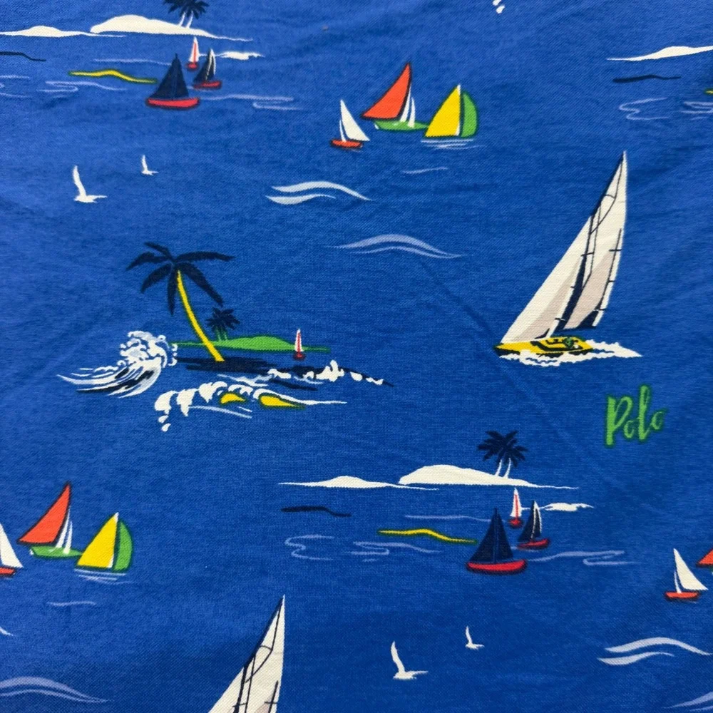 Polo‎ Ralph Lauren Button Down Shirt Mens LG Blue Nautical Sailboat Classic Fit